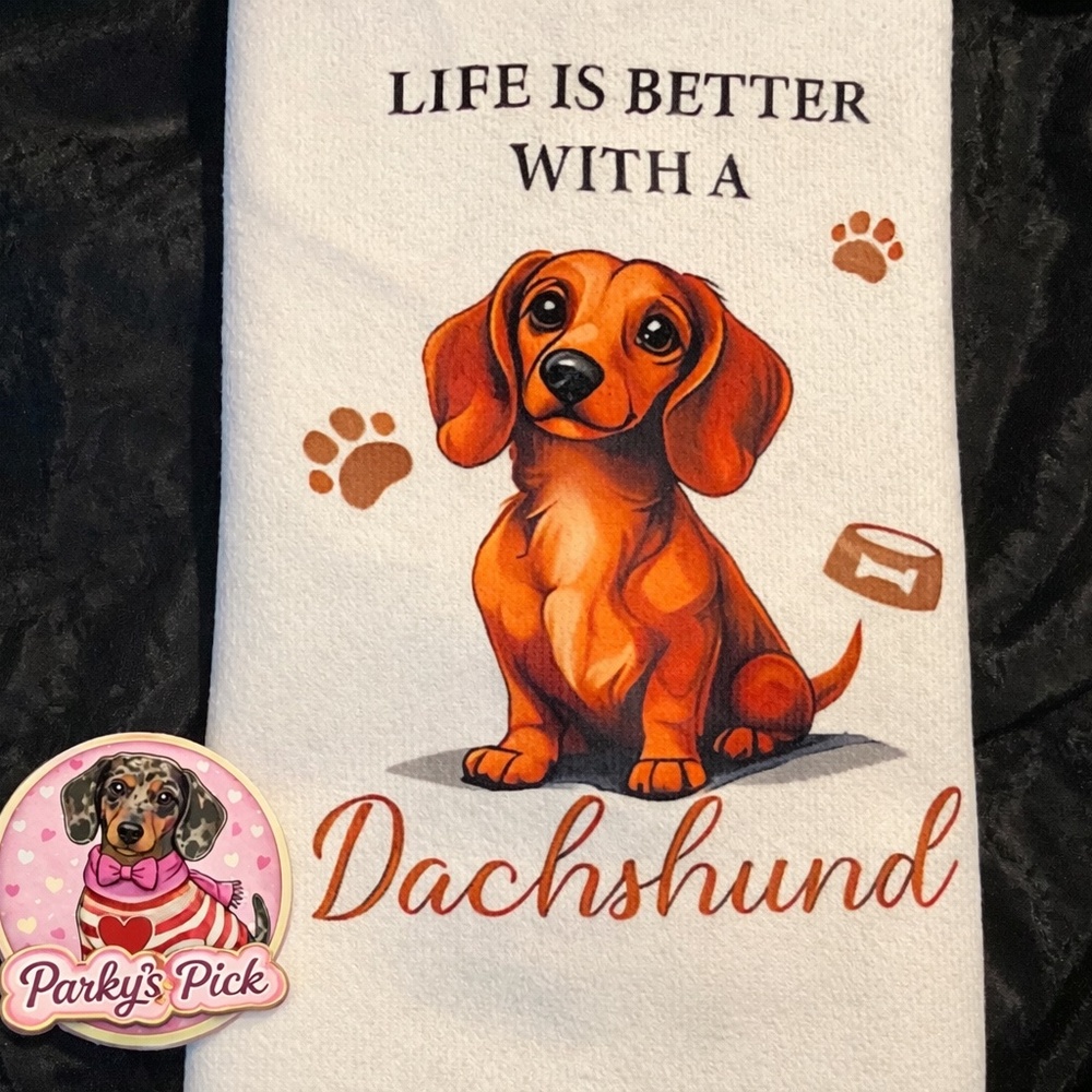 Dachshund Microfiber Kitchen Towel Life Is Better  Doxie Lover Gift